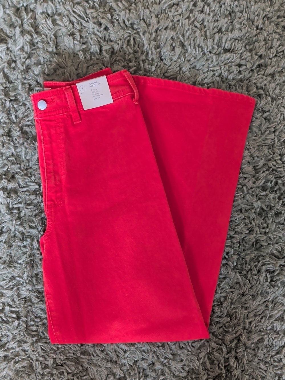 Red High-Rise Wide Leg Jeans